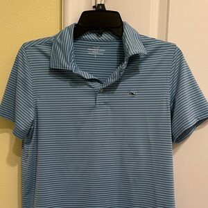 Vineyard Vines Boy’s Sankaty Polo in Blue and White Stripes